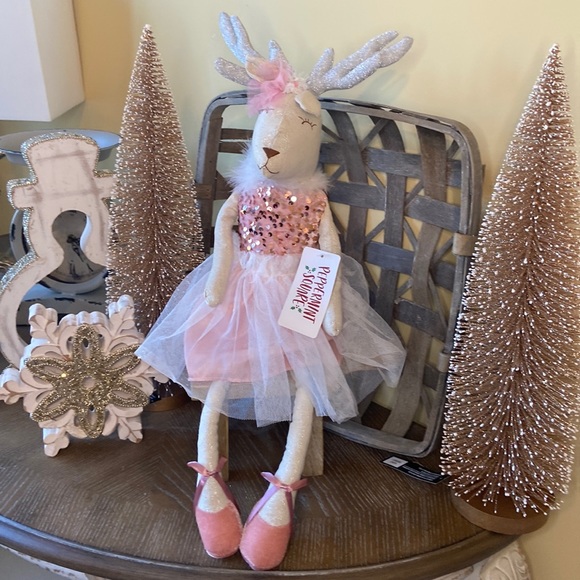 Other - NEW! Vintage Inspired Shabby Chic Christmas Ballerina Reindeer Rag Doll Sitter